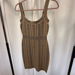 BCBGMaxAzria Black and Tan Geometric Mini Dress